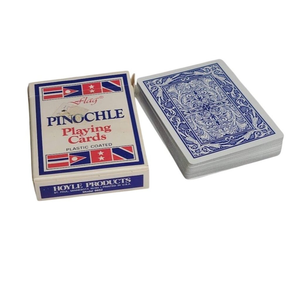 1984 Hoyle Flag Pinochle Playing Cards Plastic Coated Complete
